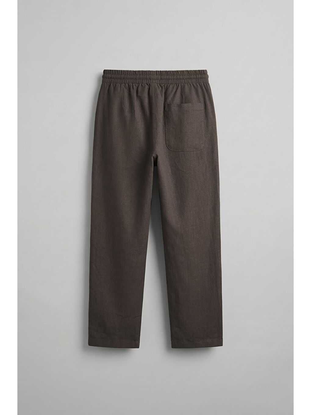 Erkek Baggy Fit Halat Kordonlu Keten Görünümlü Pantolon Kahverengi-1