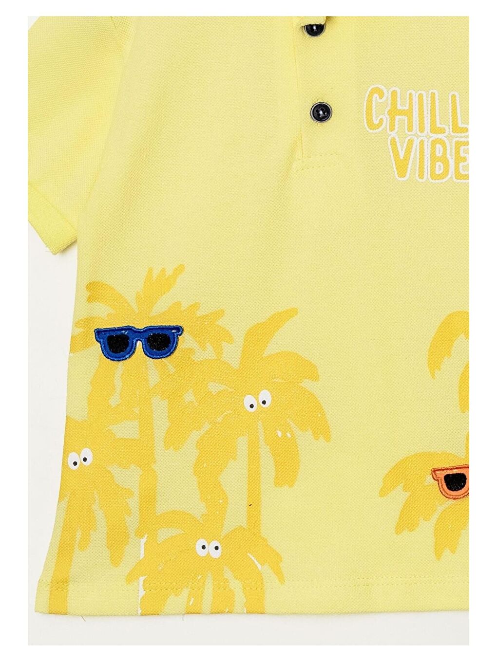 Sarı Tarz Lakos Palmiye Desenli Belden Ayarlanabilir Kısa Kollu Şortlu 2'li Takım Çocuk ve Bebek Giy-5