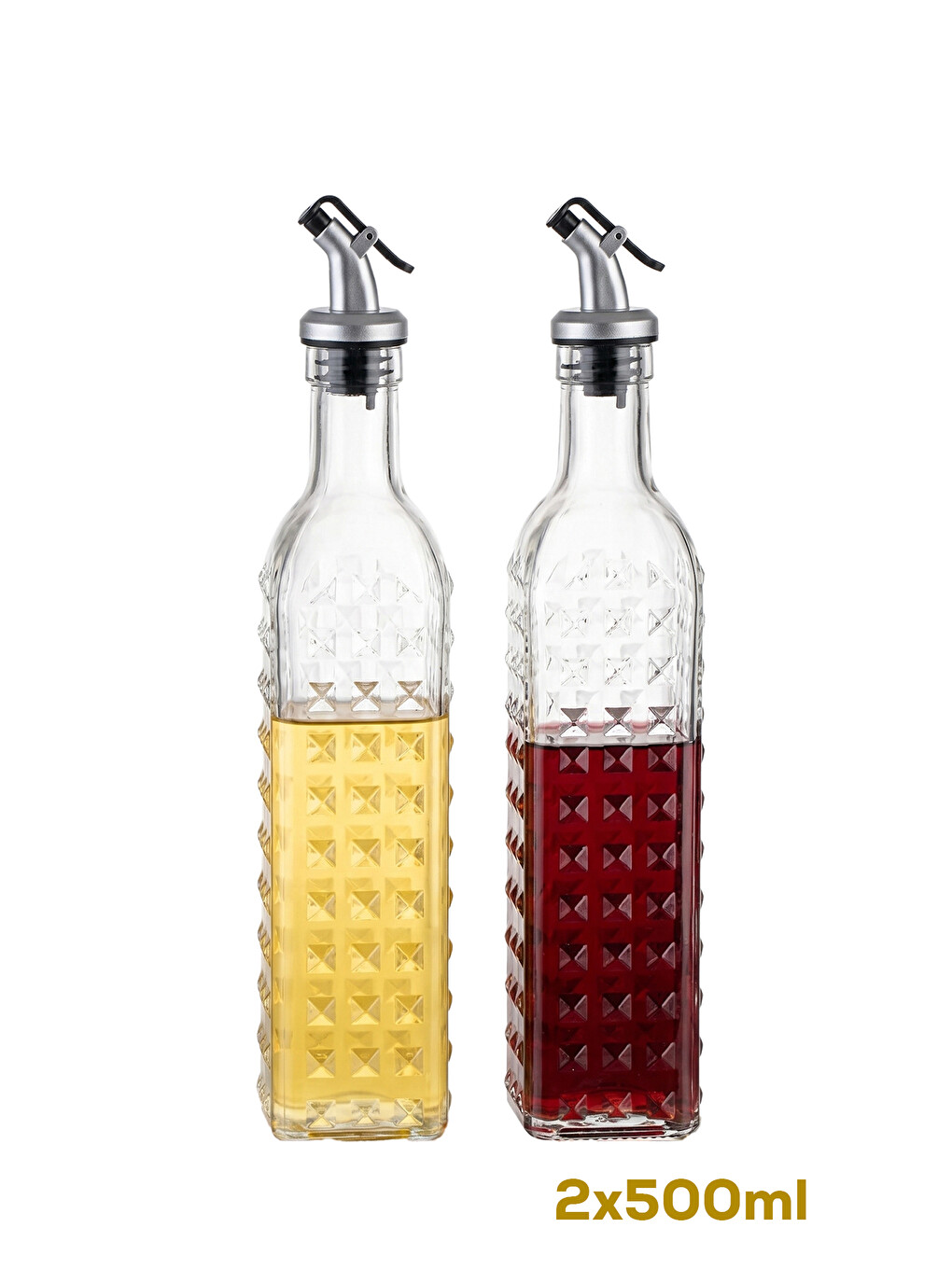 Renksiz DHZ90116-2 2li Sızdırmaz Kapaklı Cam Yağlık Sirkelik Yağdanlık 500ml-2