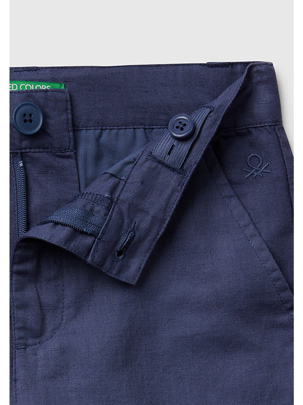 Erkek Çocuk Lacivert Keten Karışımlı Paçası Kıvrılmış Relax Fit Pantolon-2