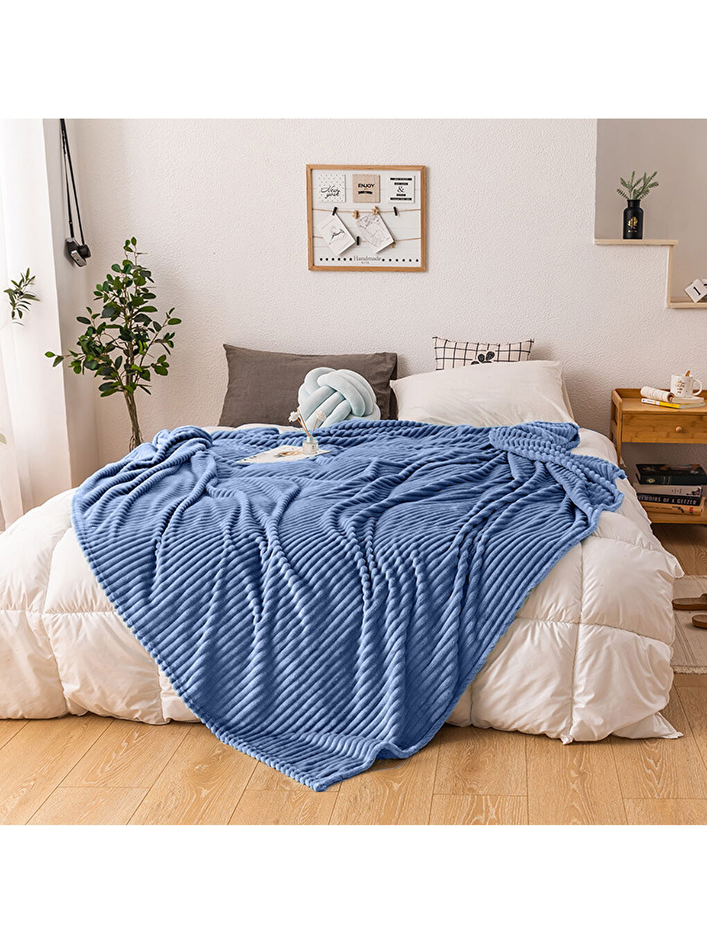 İndigo Tek Kişilik Fitilli Yumuşak Dokulu Battaniye 170 x 230 cm