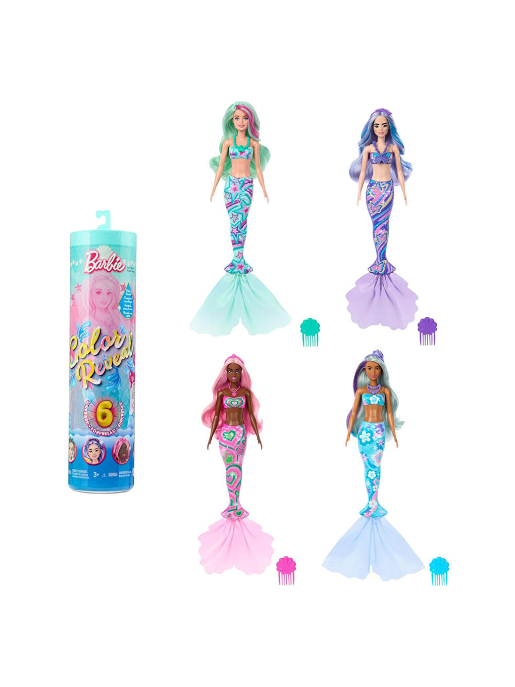 BARBIE Renksiz Color Reveal Renk Değiştiren Sürpriz Denizkızı Serisi HRK12 - 3