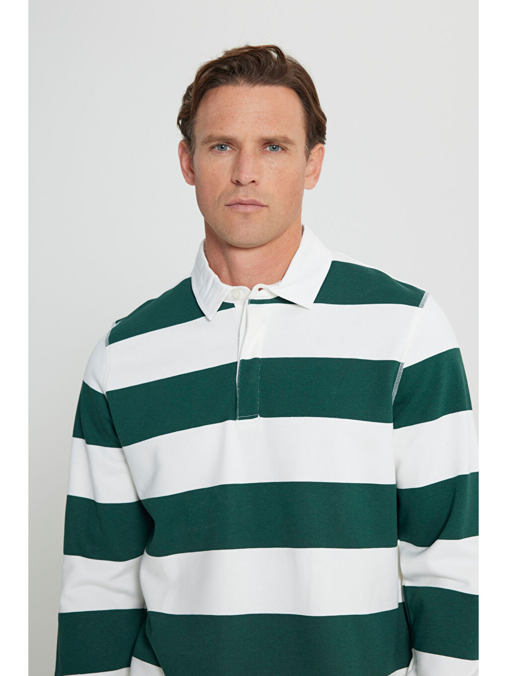 Lila Erkek EKRU K.YESIL Standart Fit Normal Kesim Polo Yaka Pamuklu Sweatshirt-3