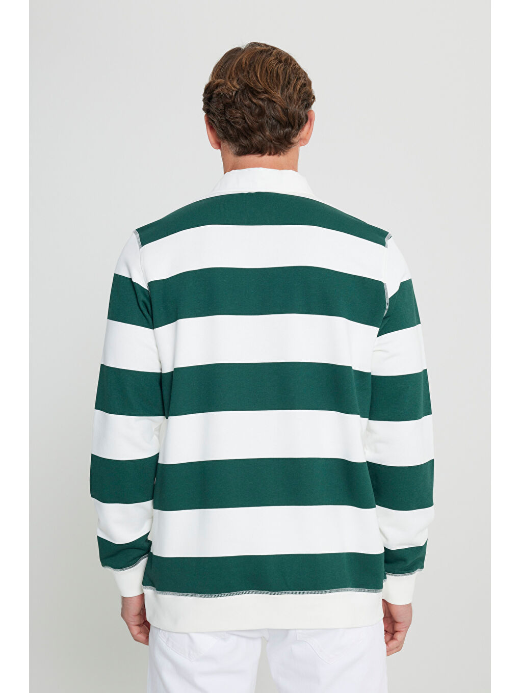 Lila Erkek EKRU K.YESIL Standart Fit Normal Kesim Polo Yaka Pamuklu Sweatshirt-4