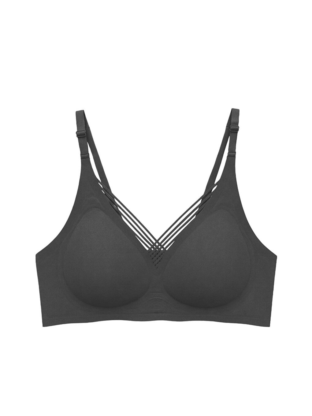 Seamless Bra - Lucent | Siyah Lazer Kesim Balensiz Ön Çapraz Şerit Detaylı Kadın Sütyen