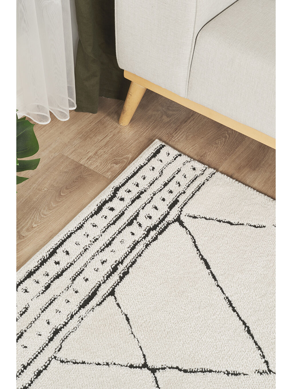 Ekru Konfor Jung 7186 Modern Dokuma Yumuşak Post Shaggy Halı-200x290-1