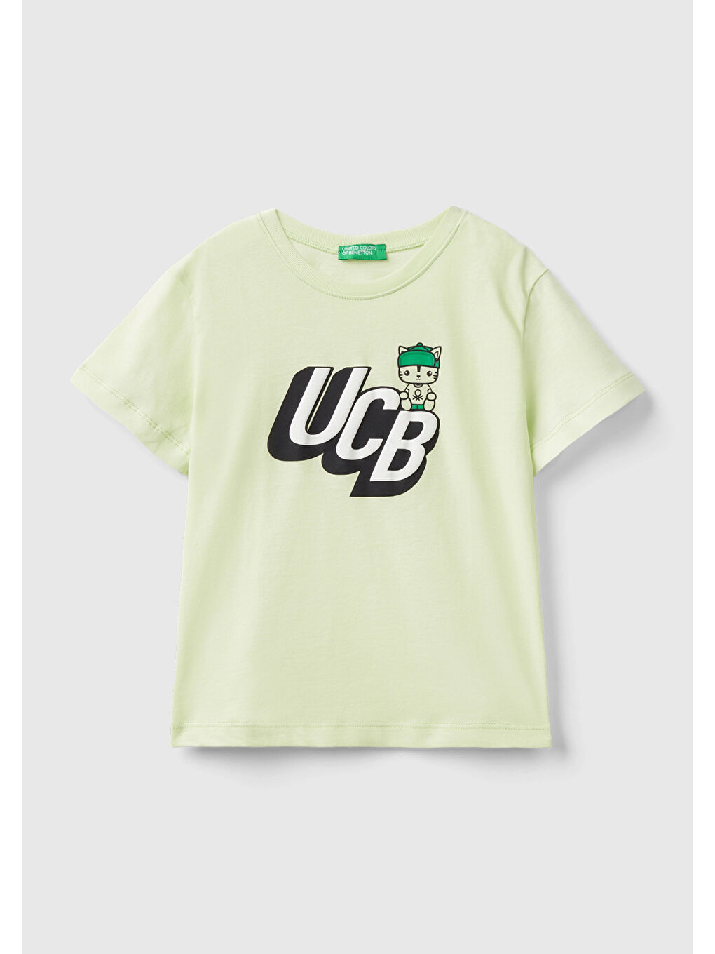 United Colors Of Benetton Açık Yeşil Erkek Çocuk Açık Yeşil Yazılı Yaz T-Shirt