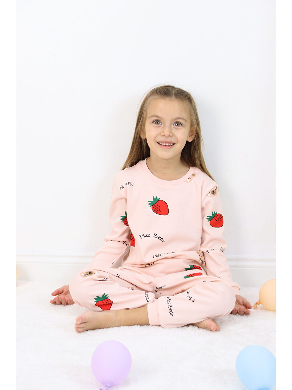 Harika KIDS Pembe Kız Çocuk Orta Kalınlıkta Basic Baskılı Pijama Takımı - 4