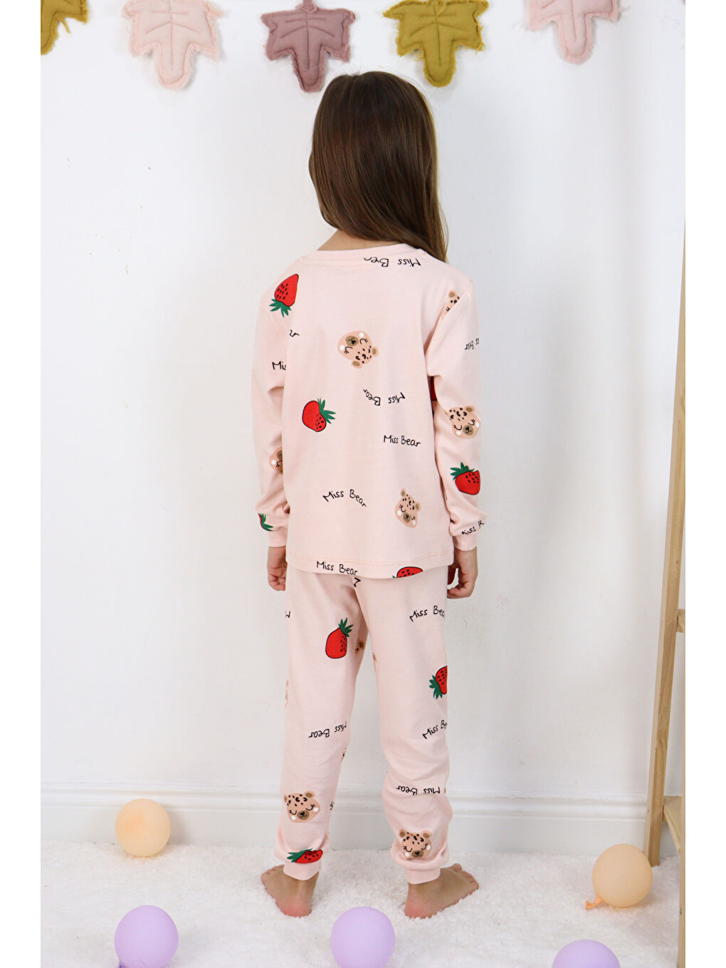 Harika KIDS Pembe Kız Çocuk Orta Kalınlıkta Basic Baskılı Pijama Takımı - 5