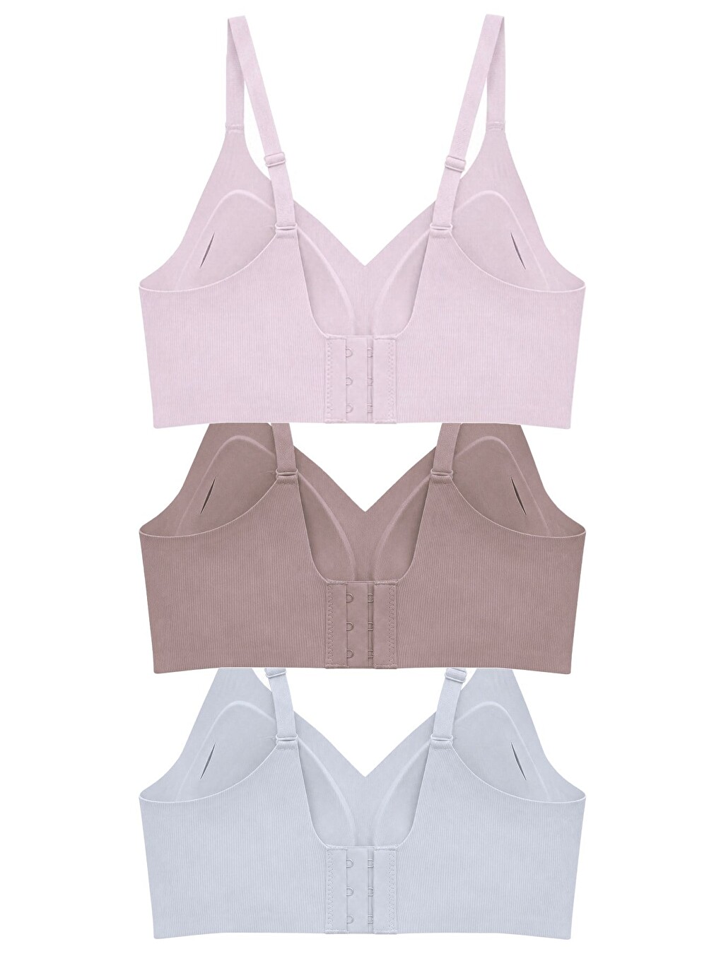Kahverengi Seamless Bra - Alure | Lazer Kesim Balensiz Perfore Detaylı Dikişsiz Kadın Sütyen 3'Lü Paket-1