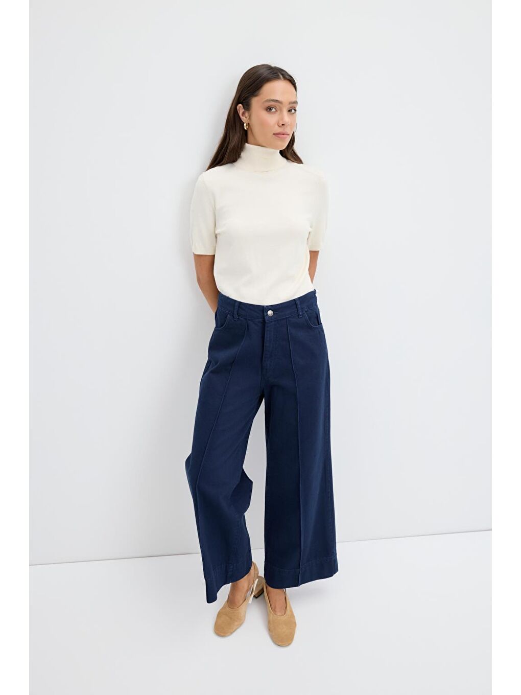 Double Paça Gabardin Pantolon Lacivert