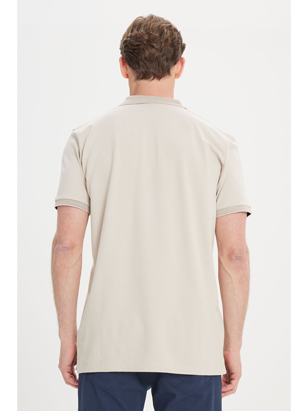 Kahverengi Erkek Safari Slim Fit Dar Kesim Polo Yaka %100 Pamuk Kısa Kollu Tişört-7