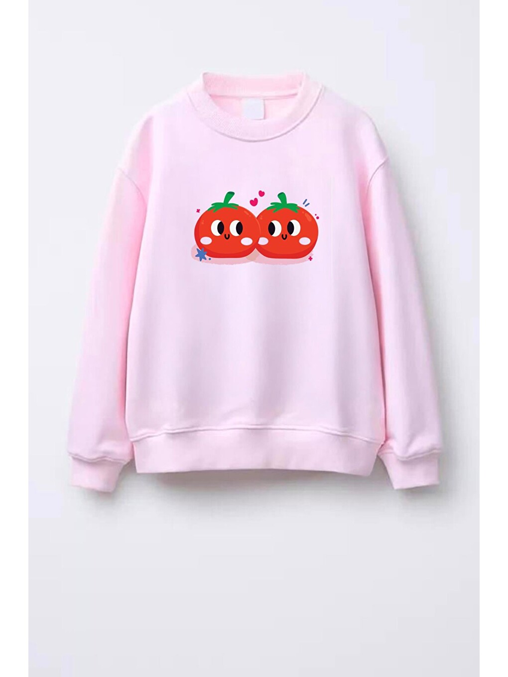 Pembe Kız Çocuk Baskılı 3 İplik Kumaş Pamuklu Sweatshirt