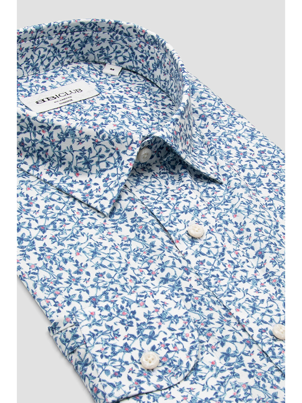 Rio Poplin Pamuklu Oversize Fit Beyaz Klasik Yaka Erkek Baskılı Gömlek-1