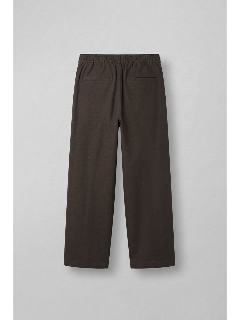 Erkek Baggy Fit Tokalı Kemer Detaylı Keten Pantolon Kahverengi-1