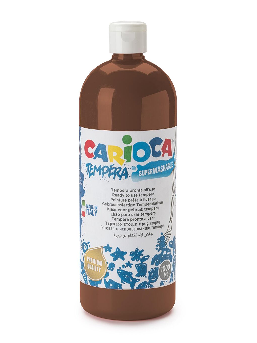 CARIOCA Kahverengi Tempera Boya - Kahve Rengi (Süper Yıkanabilir) 1000ml - 1350gr / Plastik Şişede