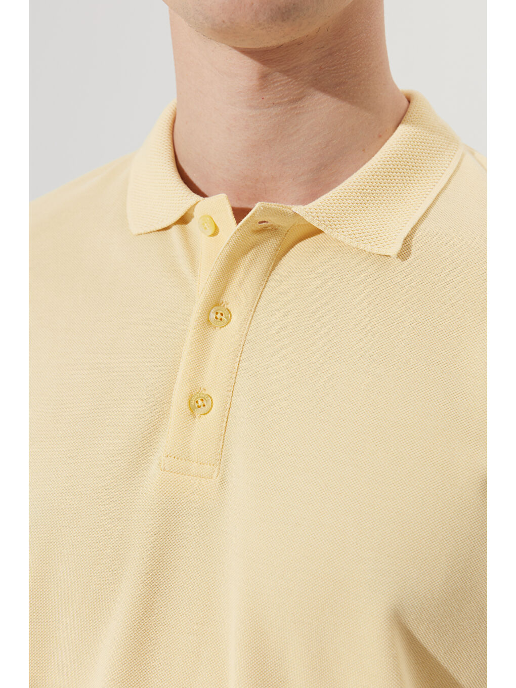 Erkek Sarı Slim Fit Dar Kesim Polo Yaka %100 Pamuk Kısa Kollu Tişört-4
