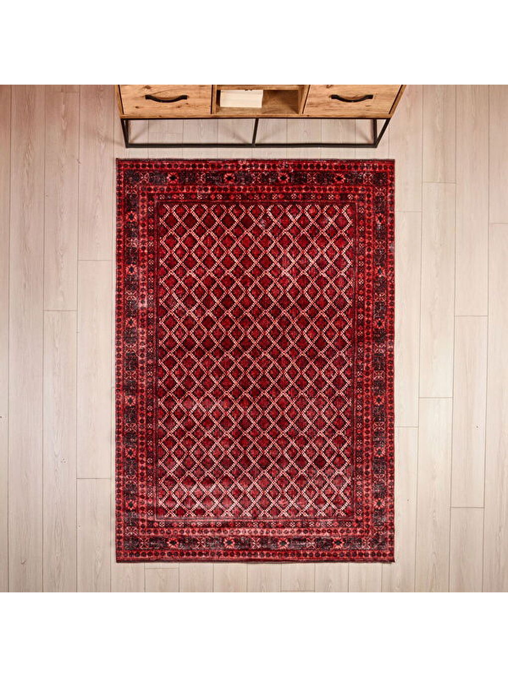 Soft Zarmine Afgan Desenli Halı - Kırmızı - 160x230 cm