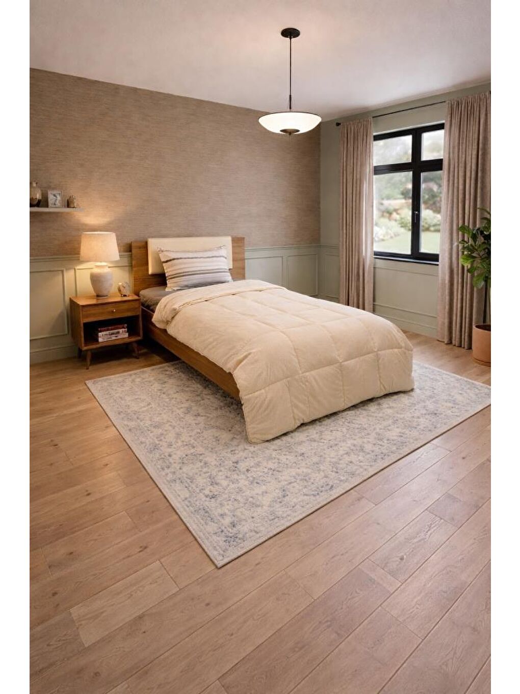 Ekru Sherpa Pelüş Tek Kişilik Lastikli Çarşaflı Comforter Set Krem