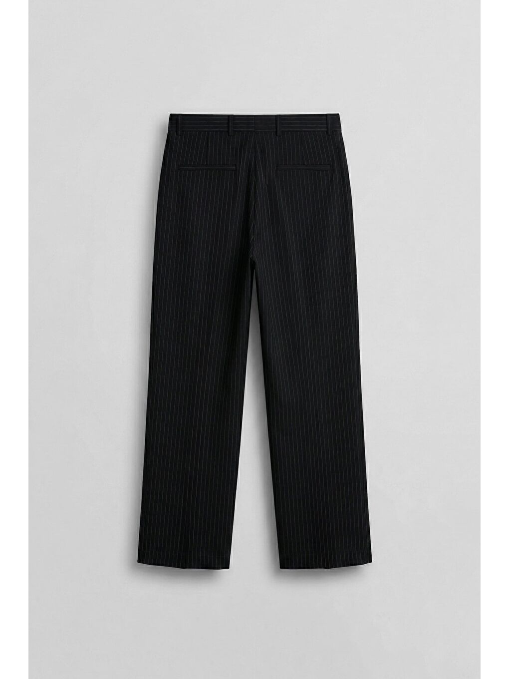 Erkek Premium Relaxed Fit Çizgili Takım Pantolonu Siyah-1