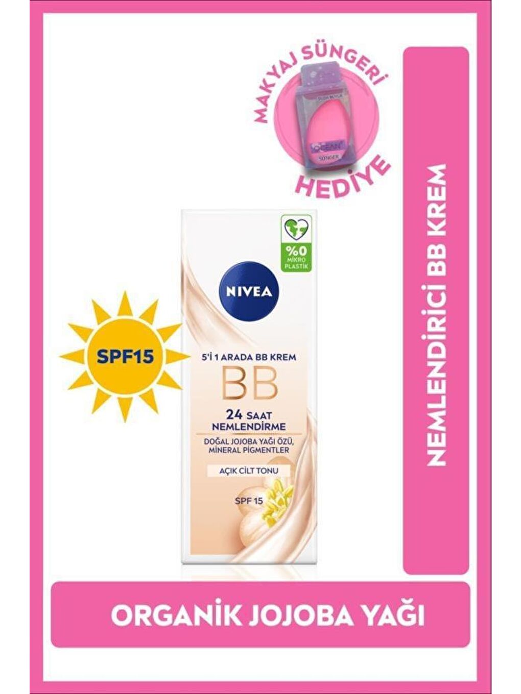 NIVEA Şeffaf Güneş Koruyucu Bb Krem Spf15 50 ml, Cilt Tonu Eşitleyici Ve Ne mlendirici