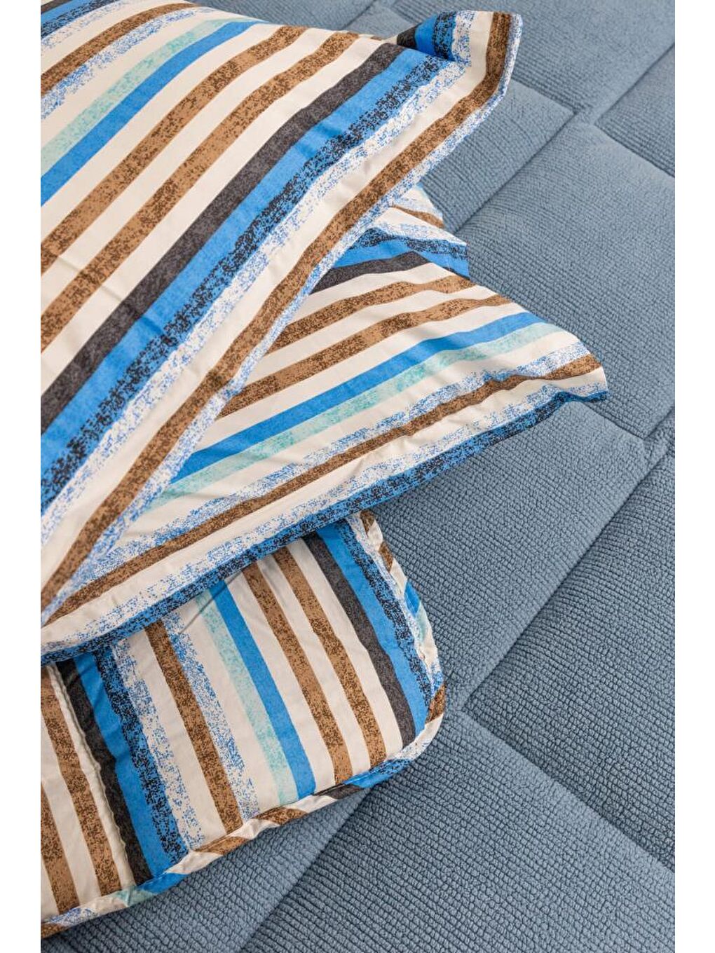 Sherpa Pelüş Tek Kişilik Lastikli Çarşaflı Comforter Set Mavi-2