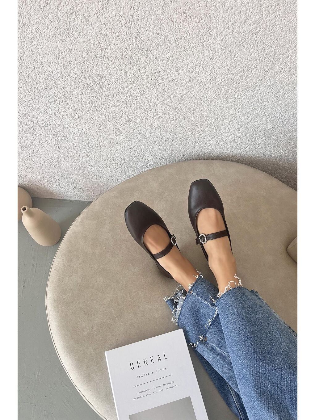 Kahverengi Berny  Kadın  Kemer  Detay  Deri  Babet Kahve-1