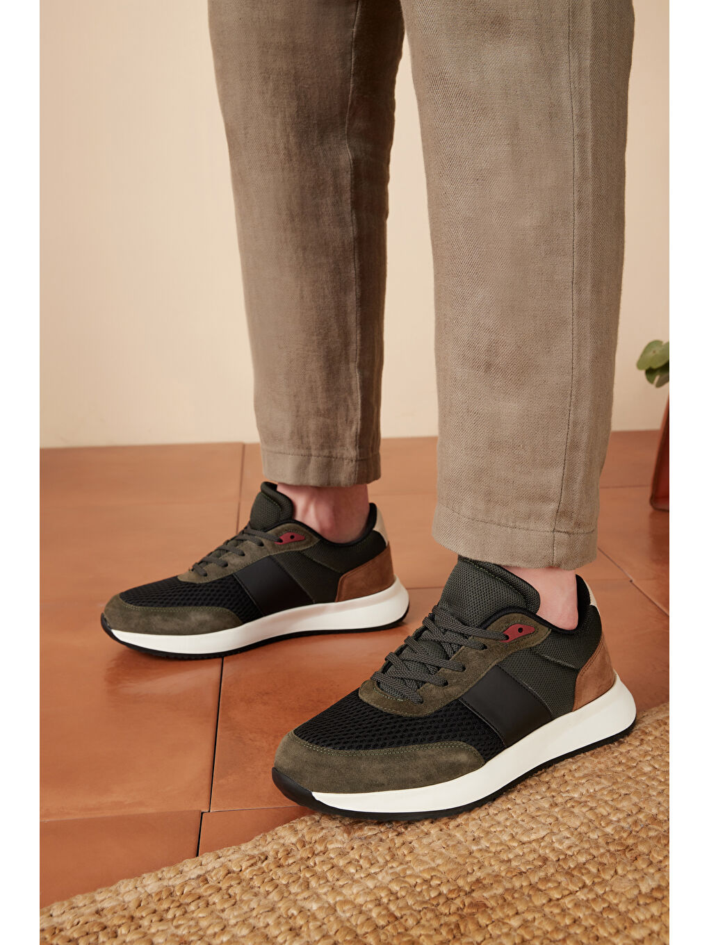 Erkek Hakiki Deri Sneaker 14150Z0001 Haki