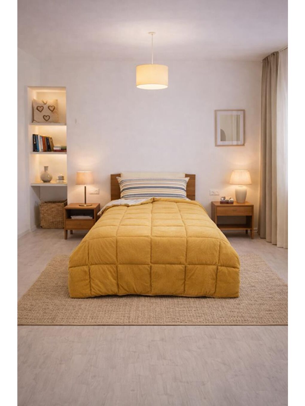 Kahverengi Sherpa Pelüş Tek Kişilik Lastikli Çarşaflı Comforter Set Cappucino-1