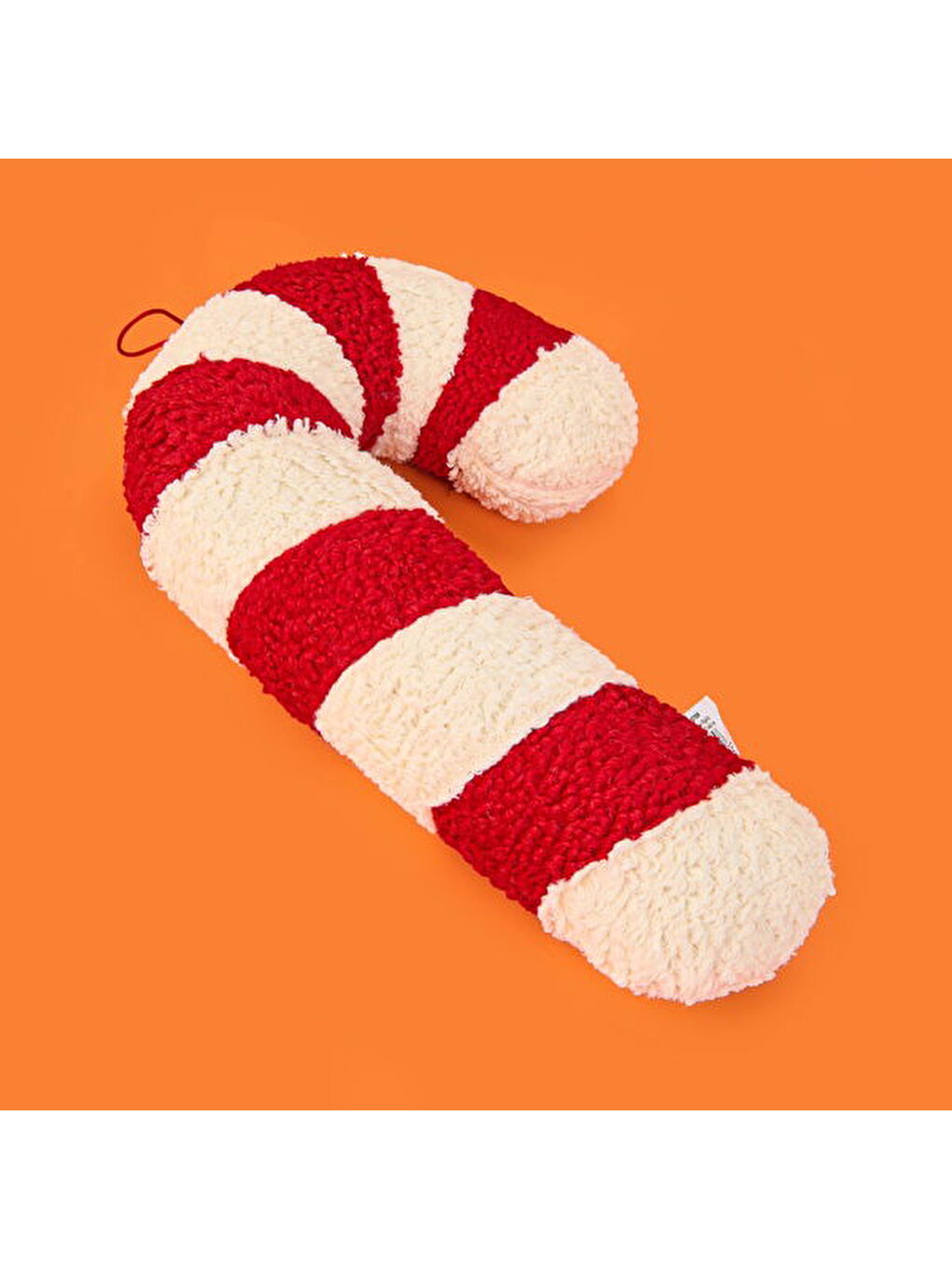 Soft Baston Şeker Figürlü Yastık - Beyaz / Kırmızı - 27x40 cm-1