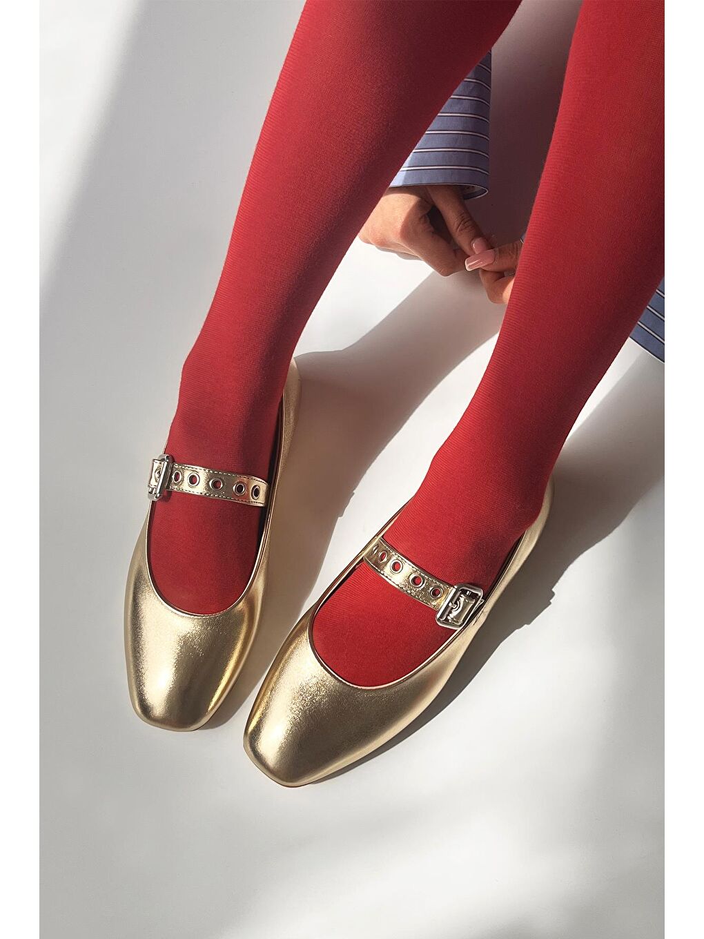 Sarı Jules  Kadın  Kemer  Detay  Deri  Babet Altın-2