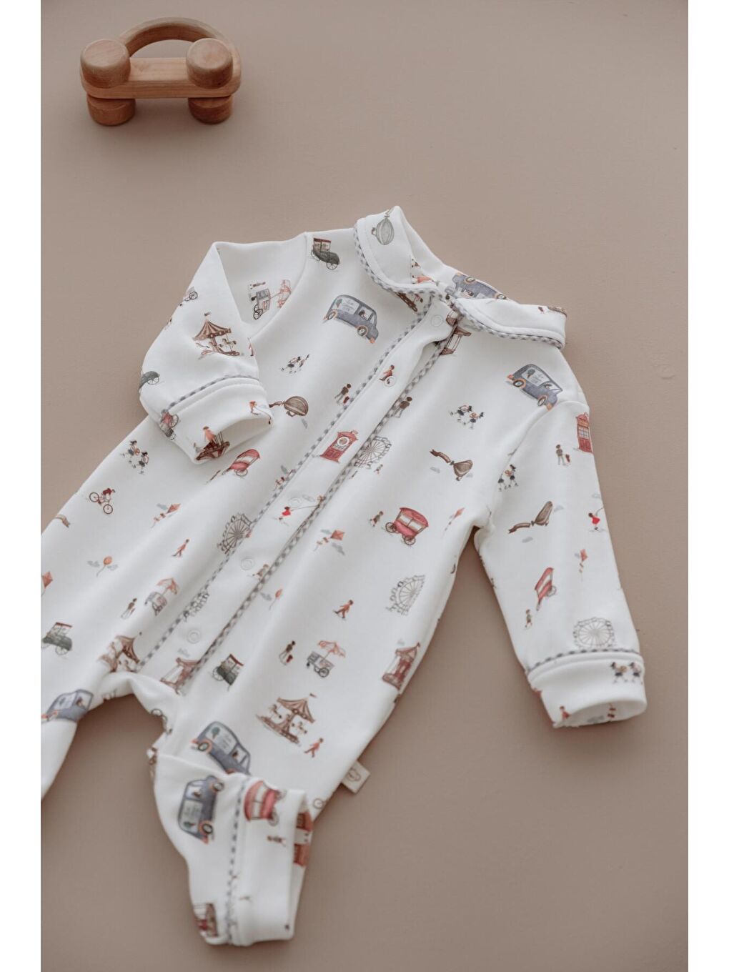 Ekru Lunapark Çıt Çıtlı Puffy Sleep Serisi Tulum-2