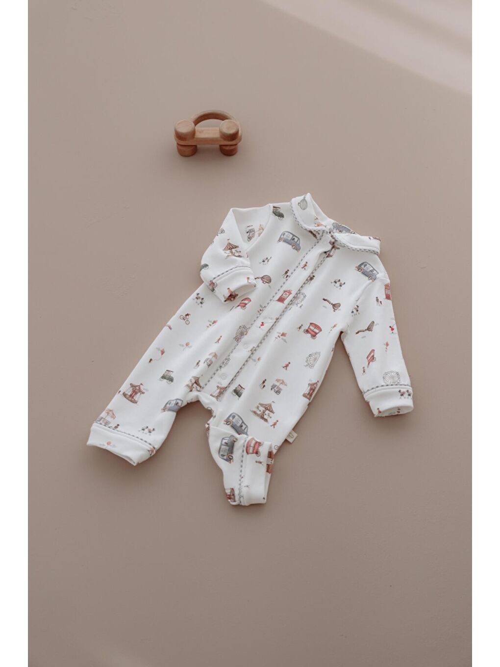 Ekru Lunapark Çıt Çıtlı Puffy Sleep Serisi Tulum-3