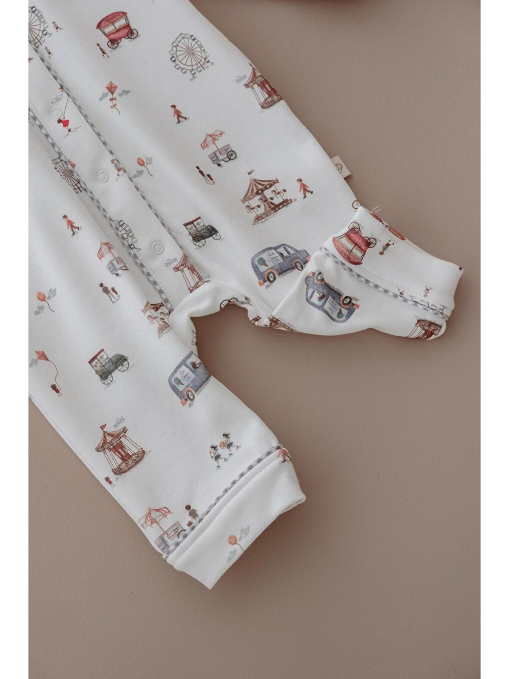 Ekru Lunapark Çıt Çıtlı Puffy Sleep Serisi Tulum-5