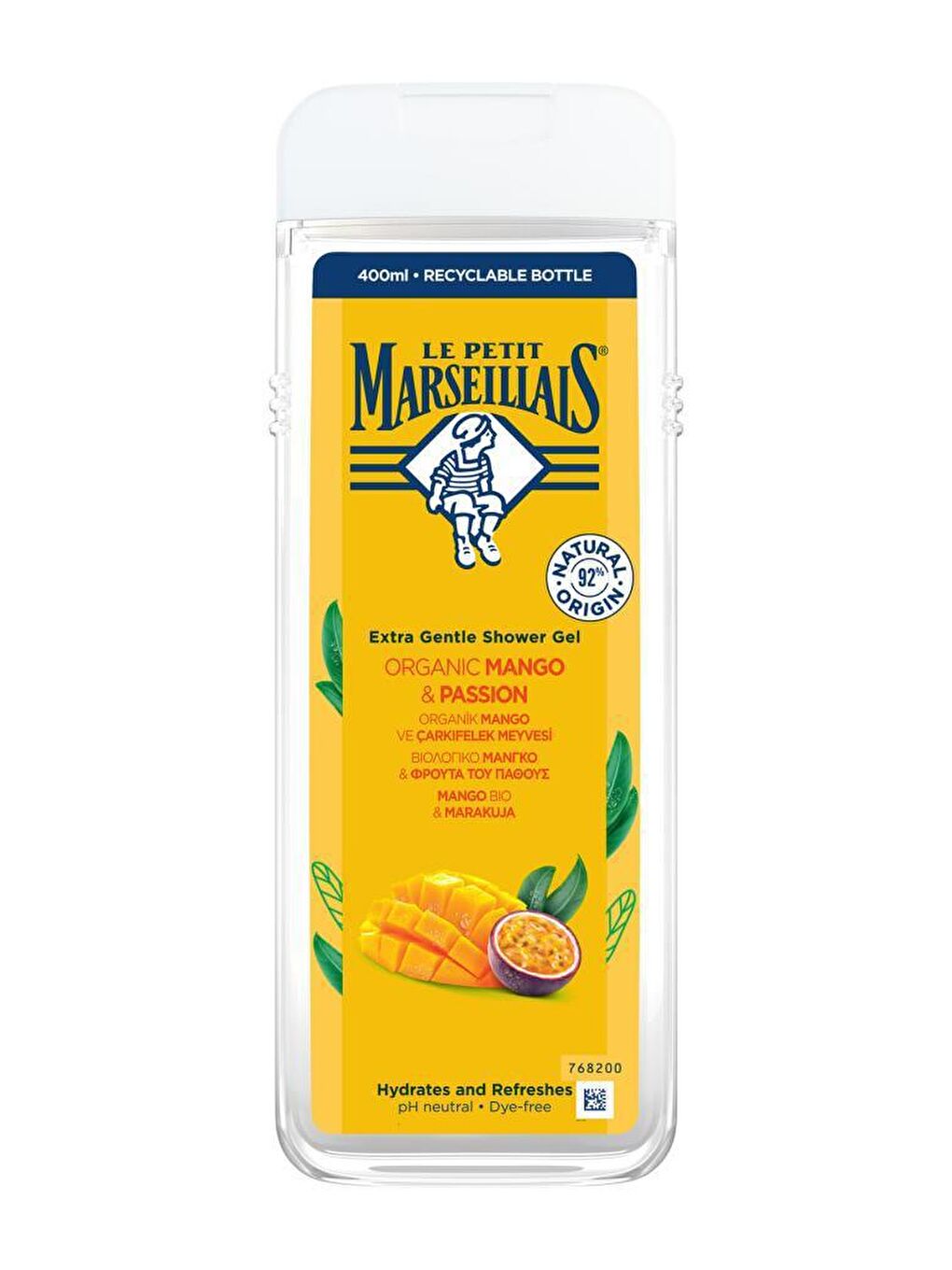 Le Petit Marseillais Renksiz LPM Organik Mango ve Çarkıfelek Meyvesi 400ml Duş Jeli - 1