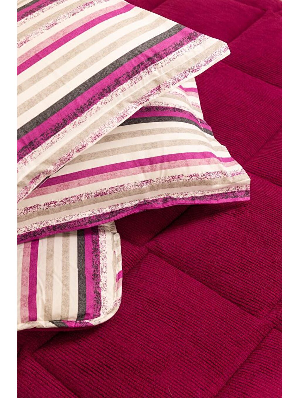 Sherpa Pelüş Çift Kişilik Lastikli Çarşaflı Comforter Set Mürdüm-2