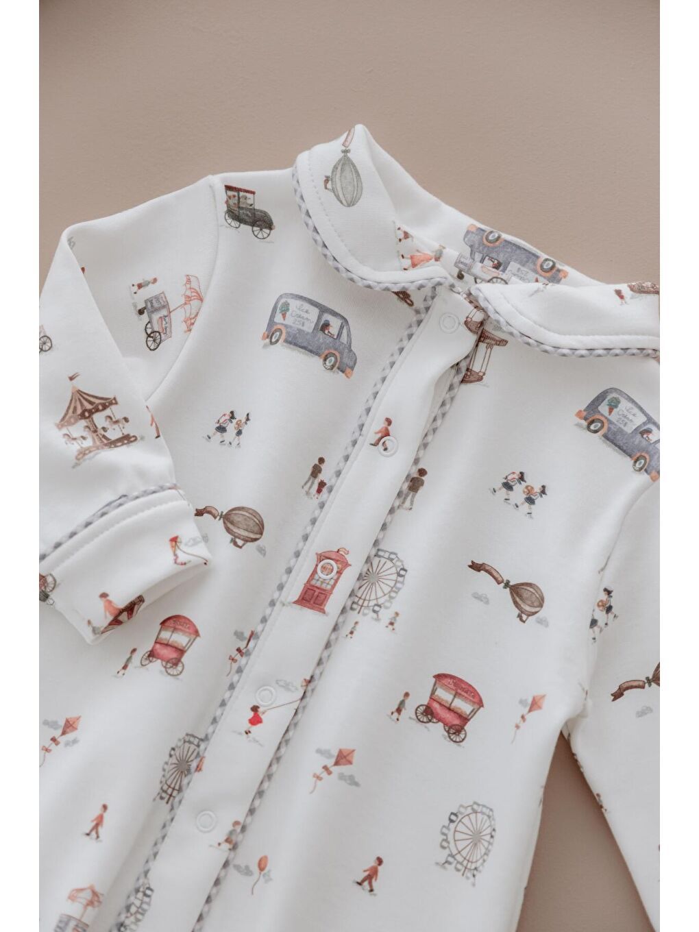 Ekru Lunapark Çıt Çıtlı Puffy Sleep Serisi Tulum-7