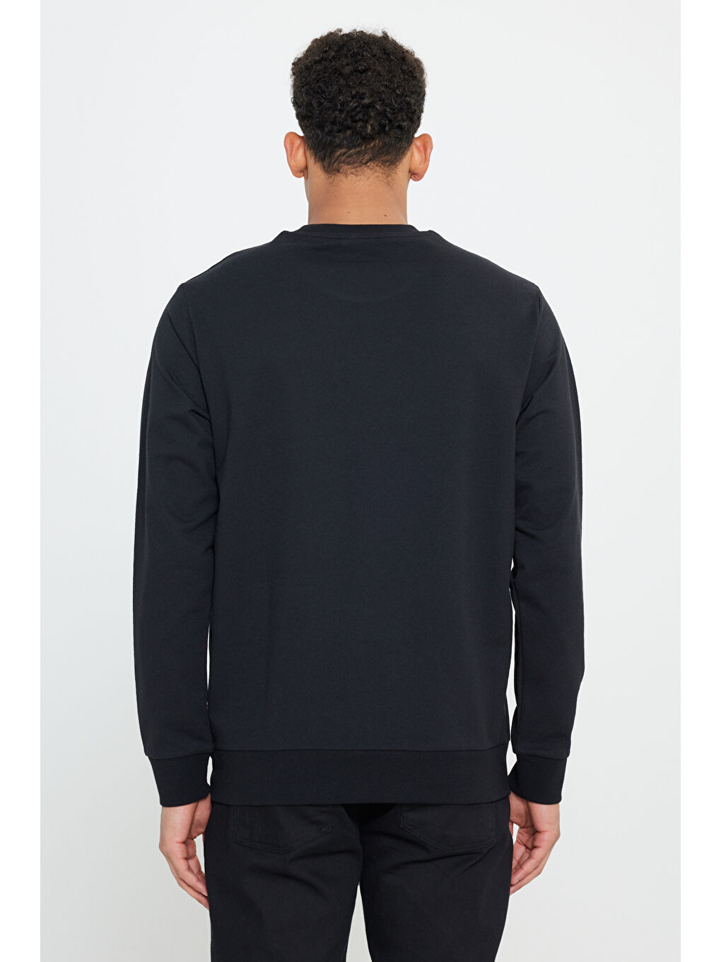 Erkek Lacivert-Siyah 2'li Paket Pamuklu Standart Fit Normal Kesim Bisiklet Yaka Sweatshirt-8