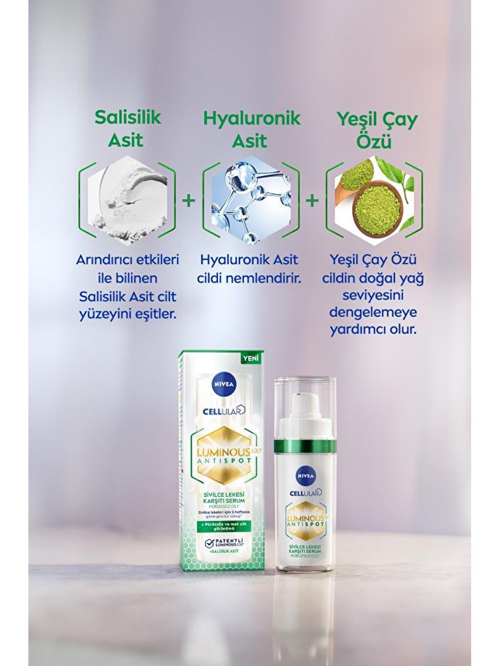 NIVEA Şeffaf Sivilce Karşıtı Luminous630 Serum Ve Derma Skin Clear Temizleme Jeli, Salisilik Asit, Yağlı Cilt - 2