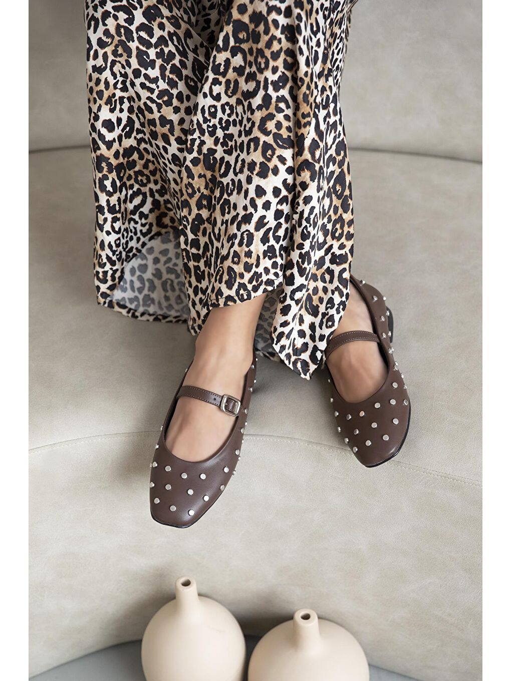 Kahverengi Azure Kadın  Drop  Detay  Deri  Babet Kahve-2