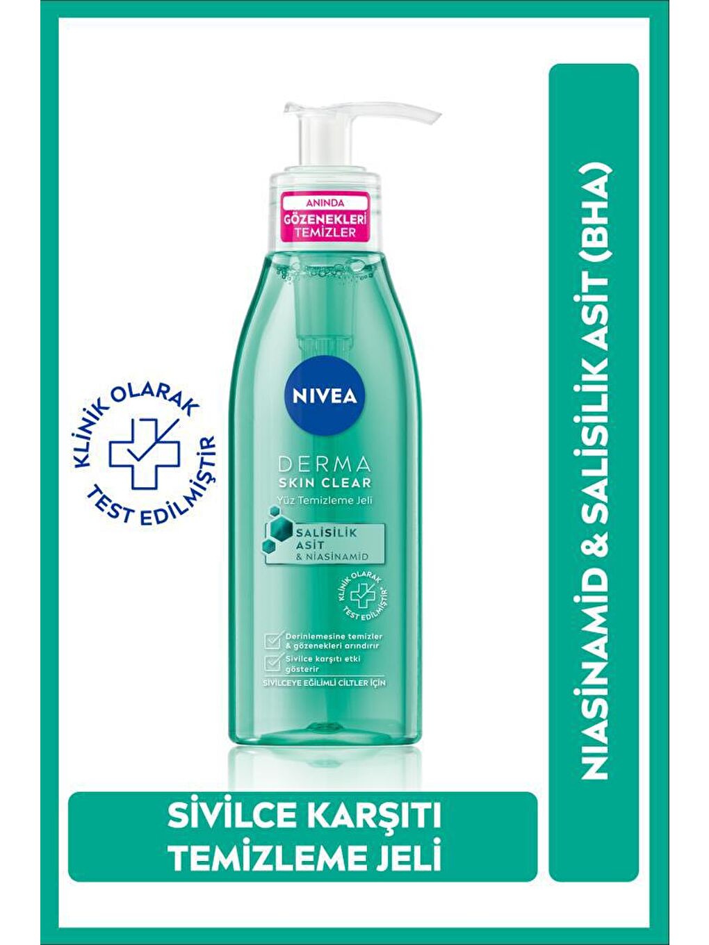 NIVEA Şeffaf Sivilce Karşıtı Luminous630 Serum Ve Derma Skin Clear Temizleme Jeli, Salisilik Asit, Yağlı Cilt - 4