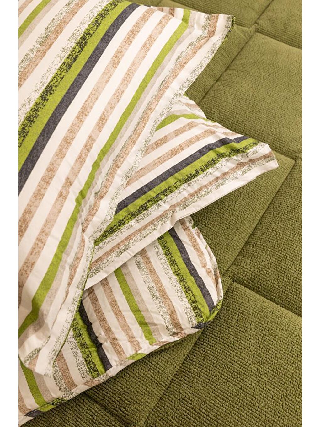 Sherpa Pelüş Çift Kişilik Lastikli Çarşaflı Comforter Set Haki-2