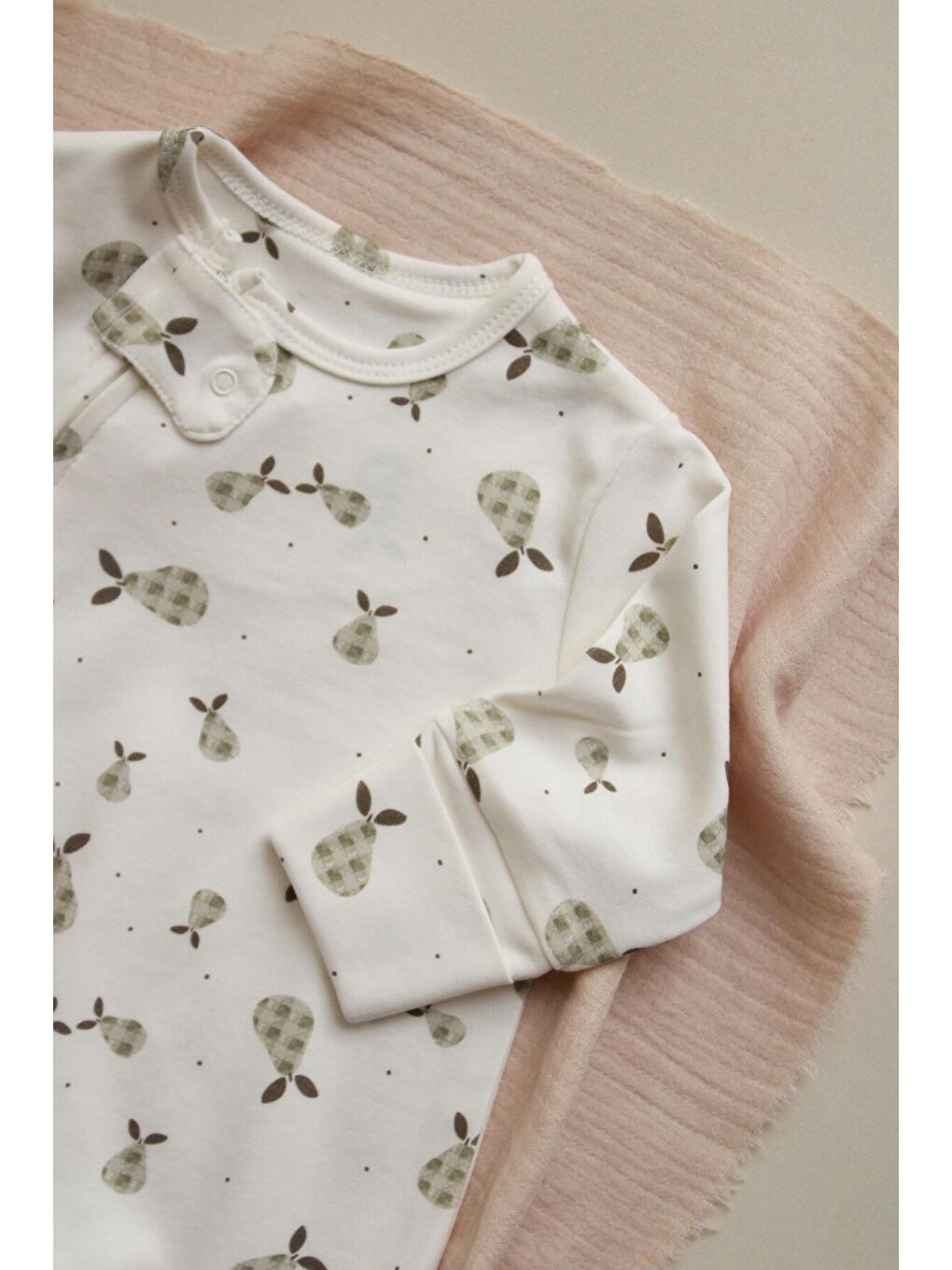 Ekru Armut Baby Fluff Serisi Fermuarlı Tulum-1