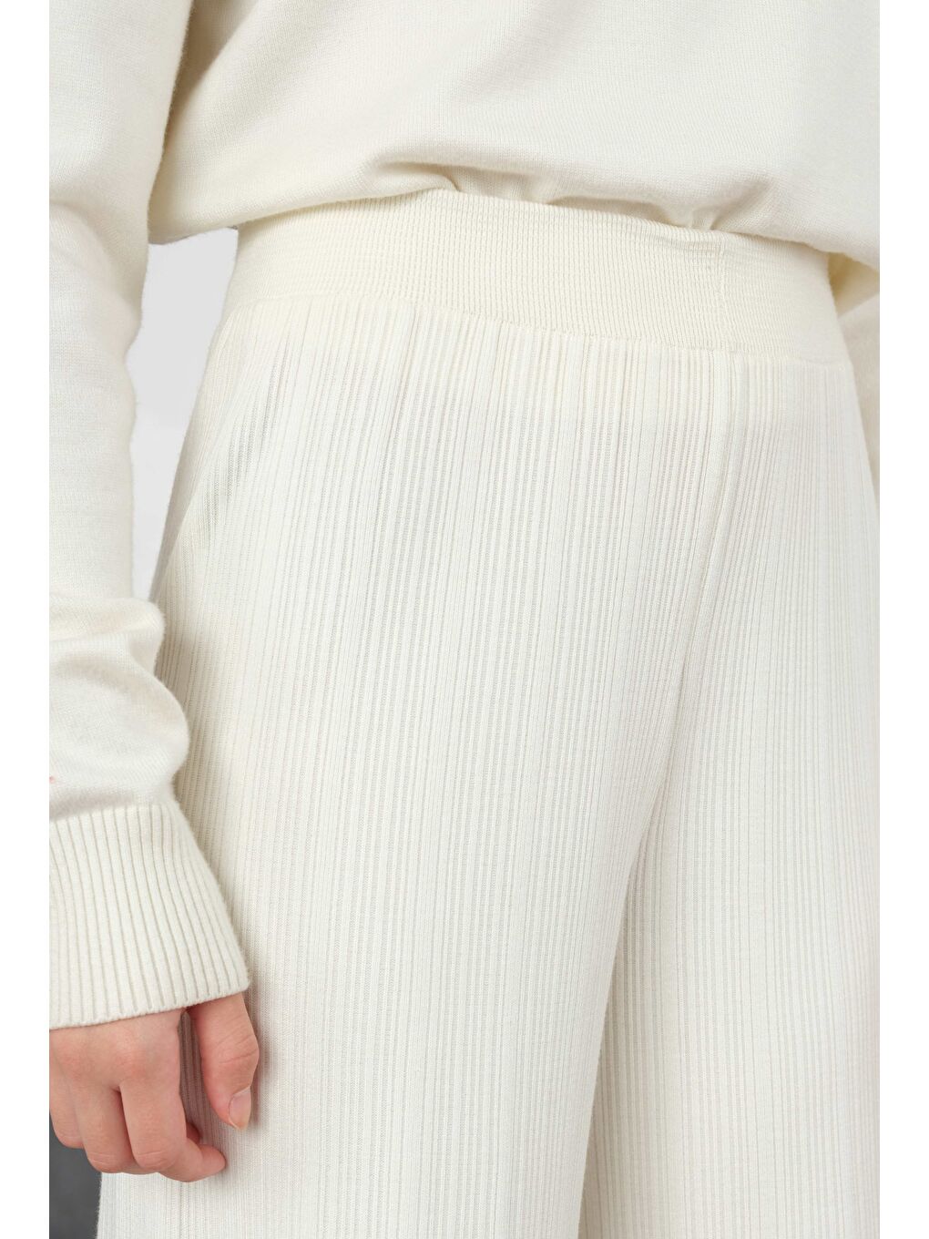 Fitilli Triko Pantolon Ekru-4