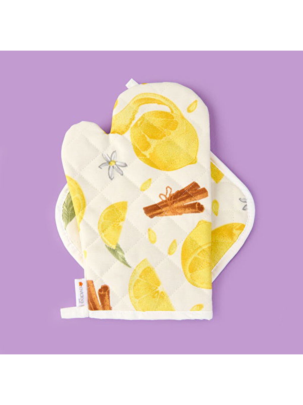 Lila Soft Nemo Fırın Eldiveni ve Tutaç - Ekru / Sarı - 17x28 cm + 20x20 cm-1