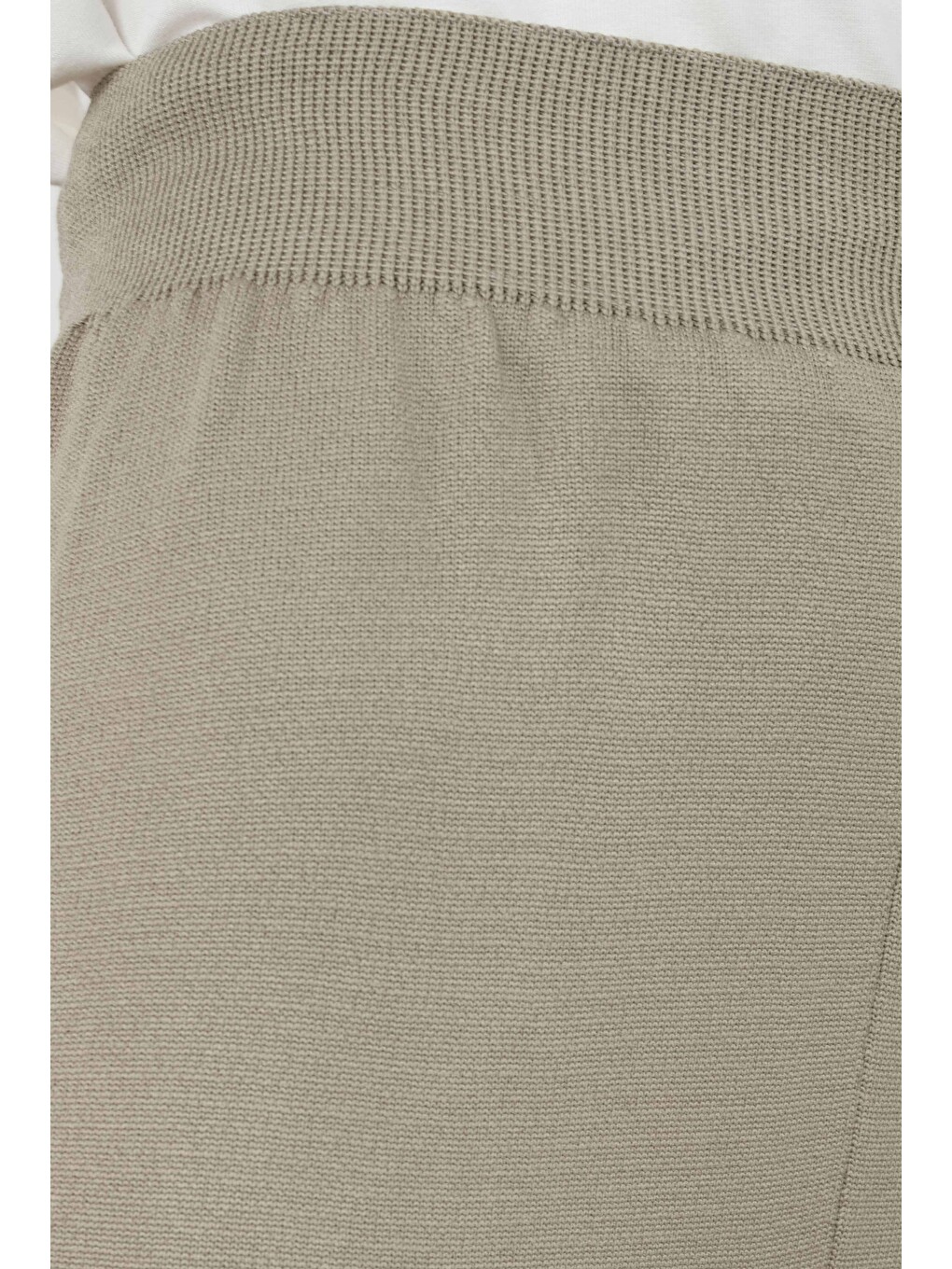 Bej Beli Lastikli Triko Pantolon Vizon-1