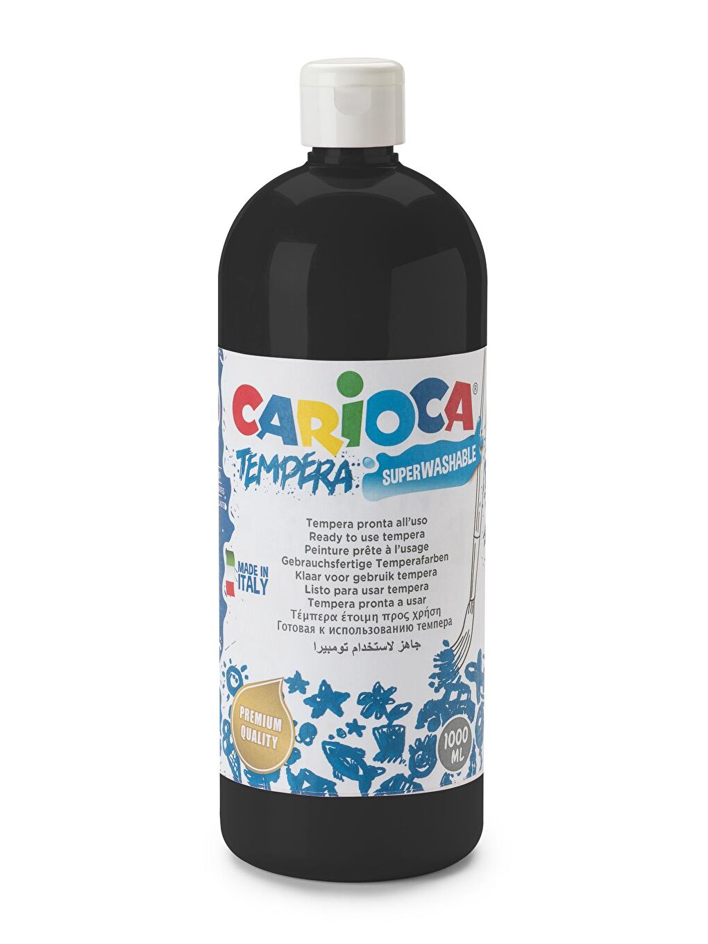 CARIOCA Siyah Tempera Boya - Siyah (Süper Yıkanabilir) 1000ml - 1350gr / Plastik Şişede