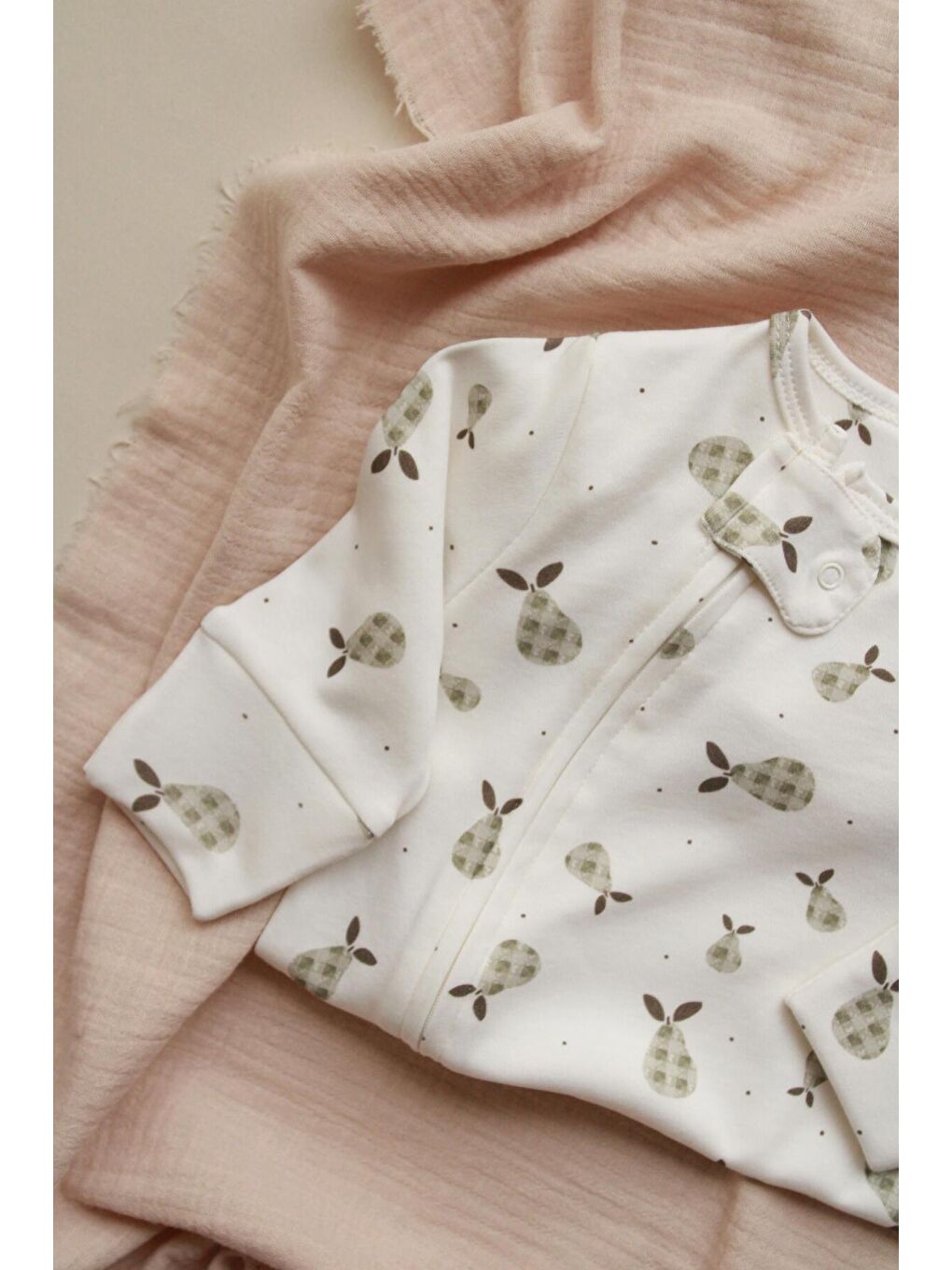Ekru Armut Baby Fluff Serisi Fermuarlı Tulum-4