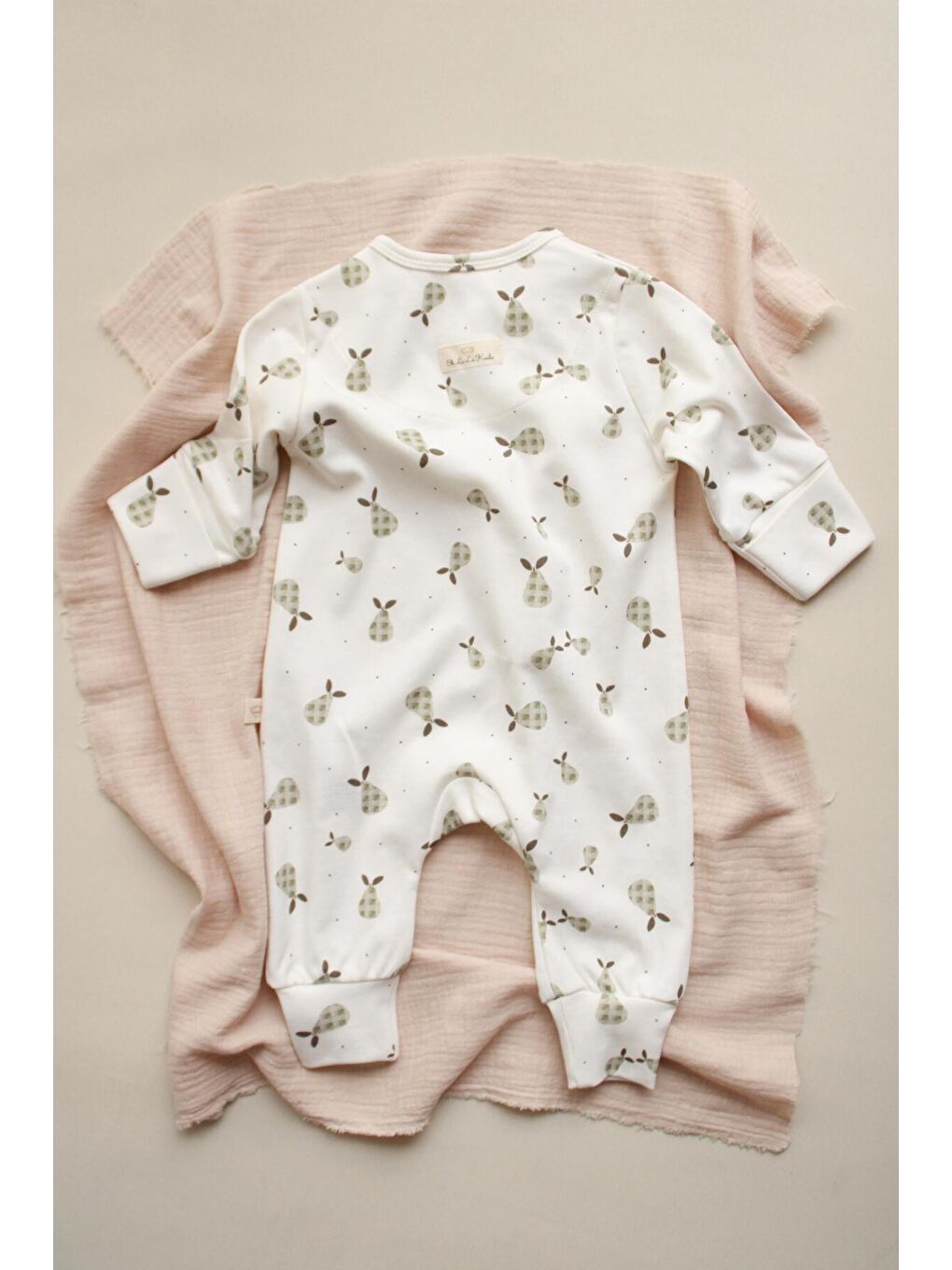 Ekru Armut Baby Fluff Serisi Fermuarlı Tulum-5