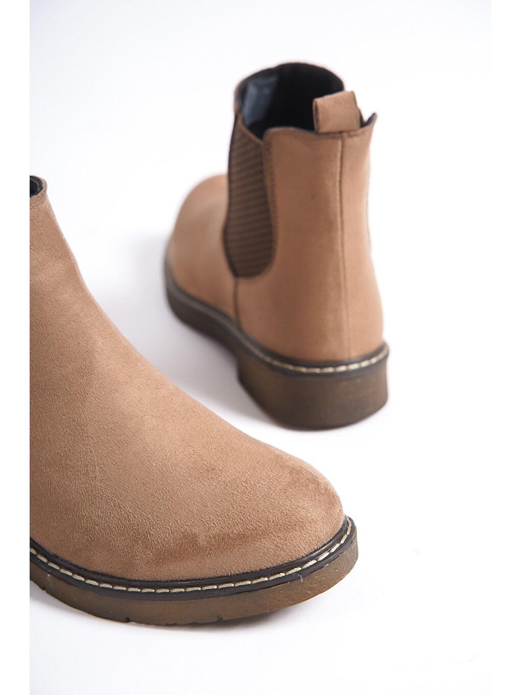 Bej Yandan Lastikli Kadın Bot-1